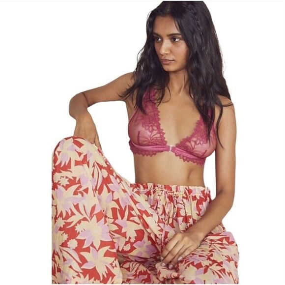 Free People Amelie Lace Bralette Size XS In Vivacious Pink - Picture 10 of 10